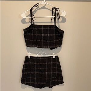 Black Checkered Two-Piece Set
